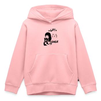 KATZENLIEBHABER, Miau - Kinder Premium Organic Hoodie - Rosa - Vorne - AI Model Kid Female (0cm)