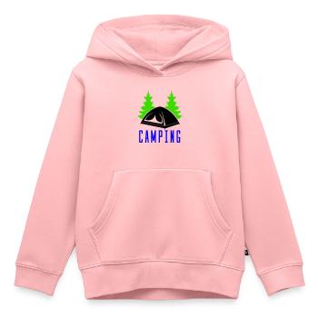 camping - Sweat Premium à capuche enfant bio - rose - Devant - AI Model Kid Female (0cm)