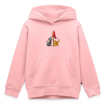 Schwarzer Hund, orangefarbene Katze und Papagei am Spieß - Kinder Premium Organic Hoodie - Rosa - Vorne - AI Model Kid Female (0cm)