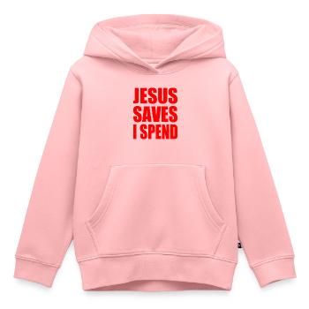 jesus saves i spend - Kinder Premium Organic Hoodie - Rosa - Vorne - AI Model Kid Female (0cm)
