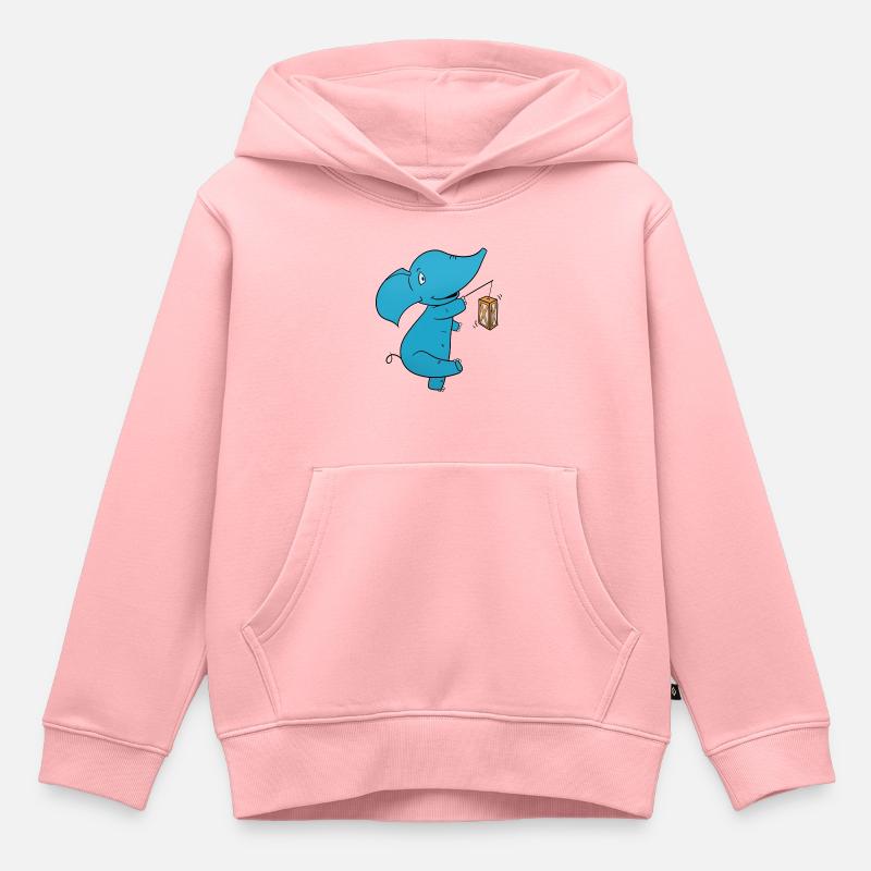 Lanterne éléphant - Sweat Premium à capuche enfant bio - rose
