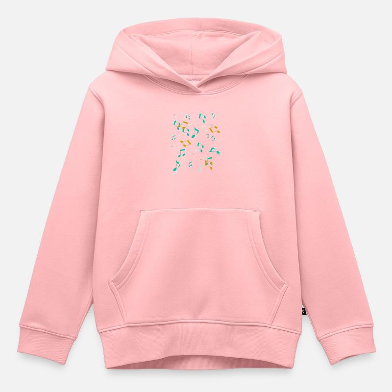Partitions, notes colorées, colorées, bleu - Sweat Premium à capuche enfant bio - rose