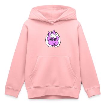 mouton fille femme visage femelle assez fatigué - Sweat Premium à capuche enfant bio - rose - Devant - AI Model Kid Female (0cm)