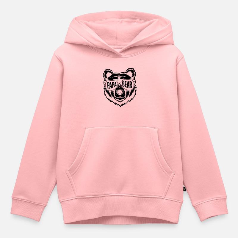 papa ours - Sweat Premium à capuche enfant bio - rose