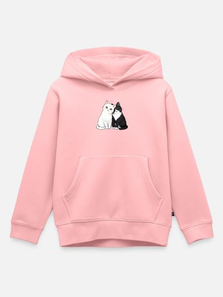 Katzenfreunde Duo Herzchen - Kinder Premium Organic Hoodie - Rosa