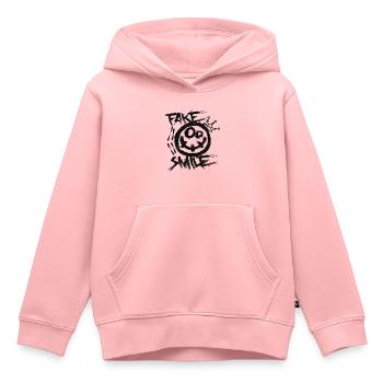 Faux sourire - Sweat Premium à capuche enfant bio - rose - Devant - AI Model Kid Female (0cm)