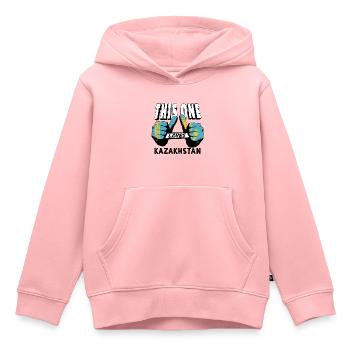 Drapeau du Kazakhstan Drapeau du Kazakhstan - Sweat Premium à capuche enfant bio - rose - Devant - AI Model Kid Female (0cm)