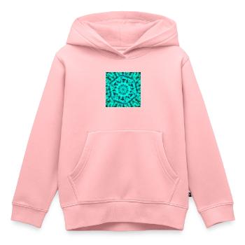 Abstract geometric teal background - Kids Premium Organic Hoodie - rose - Front - AI Model Kid Female (0cm)