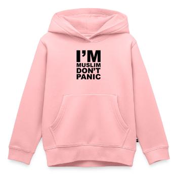 Je suis musulman Ne paniquez pas - Sweat Premium à capuche enfant bio - rose - Devant - AI Model Kid Female (0cm)
