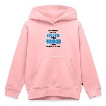 compliqué d'être un bogosse et un pharmacien - Sweat Premium à capuche enfant bio - rose - Devant - AI Model Kid Female (0cm)
