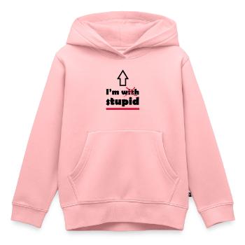 I'm with stupid - Kids Premium Organic Hoodie - rose - Front - AI Model Kid Female (0cm)