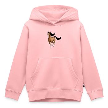 Braunes Pferd - Kinder Premium Organic Hoodie - Rosa - Vorne - AI Model Kid Female (0cm)