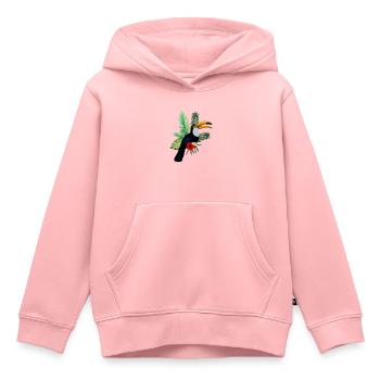 Toucan Oiseau Tropical Animal Exotique - Sweat Premium à capuche enfant bio - rose - Devant - AI Model Kid Female (0cm)