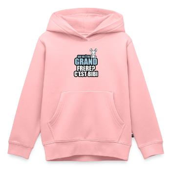 qui va être grand frère? c'est bibi - Sweat Premium à capuche enfant bio - rose - Devant - AI Model Kid Female (0cm)