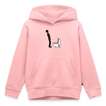 Logo de toilette debout pee piss toilette toilette toilette aulne - Sweat Premium à capuche enfant bio - rose - Devant - AI Model Kid Female (0cm)
