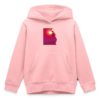 Cadeau d'alpinisme au lever du soleil - Sweat Premium à capuche enfant bio - rose - Devant - AI Model Kid Female (0cm)