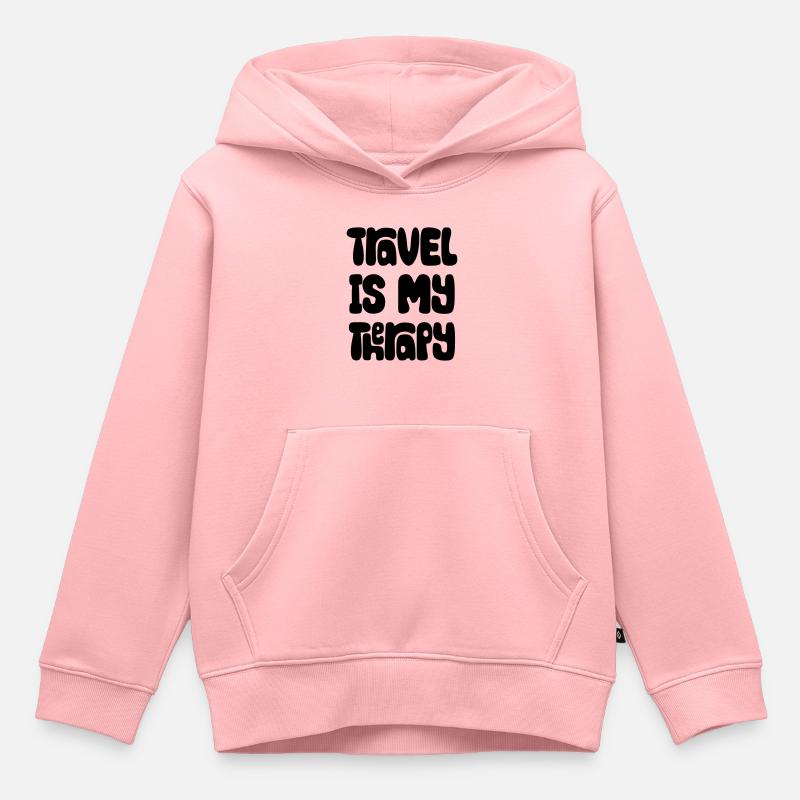 Travel Is My Therapy - Sweat Premium à capuche enfant bio - rose
