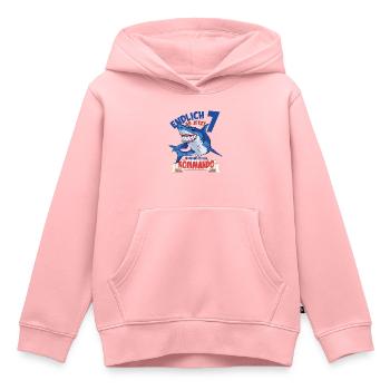 Kinderkleidung, Haifisch zum 7. Geburtstag 7 Jahre - Kinder Premium Organic Hoodie - Rosa - Vorne - AI Model Kid Female (0cm)