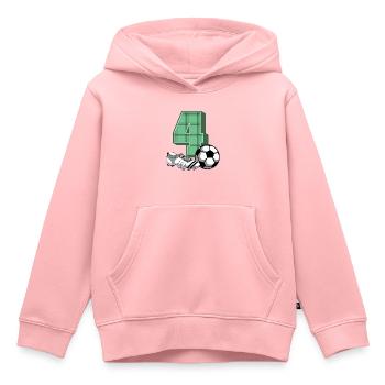 4e anniversaire footballeur 4 ans joueur de football - Sweat Premium à capuche enfant bio - rose - Devant - AI Model Kid Female (0cm)