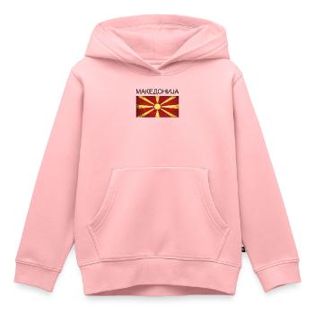 Macédoine Drapeau de la Macédoine Cadeau Makedonija - Sweat Premium à capuche enfant bio - rose - Devant - AI Model Kid Female (0cm)