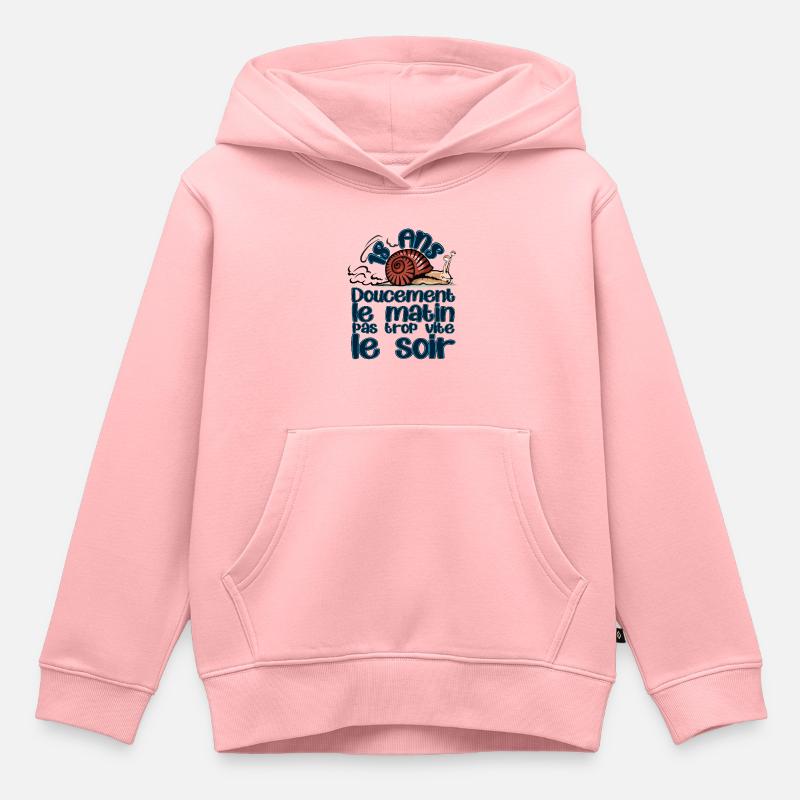 18 ans anniversaire escargot doucement matin vite - Sweat Premium à capuche enfant bio - rose