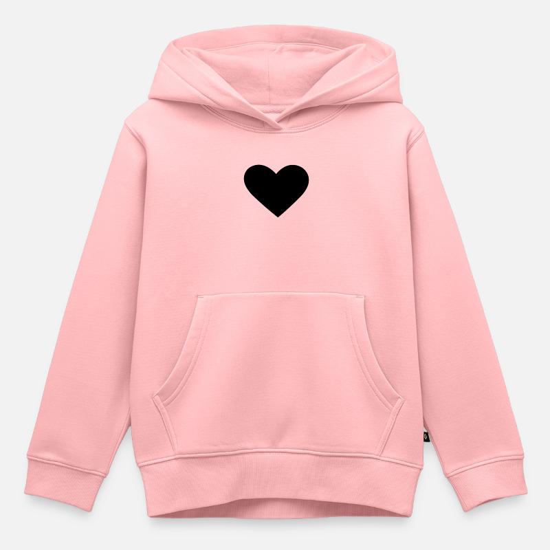 Coeur noir - Sweat Premium à capuche enfant bio - rose