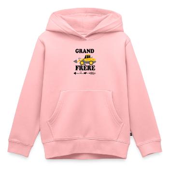 Grand frère - Sweat Premium à capuche enfant bio - rose - Devant - AI Model Kid Female (0cm)