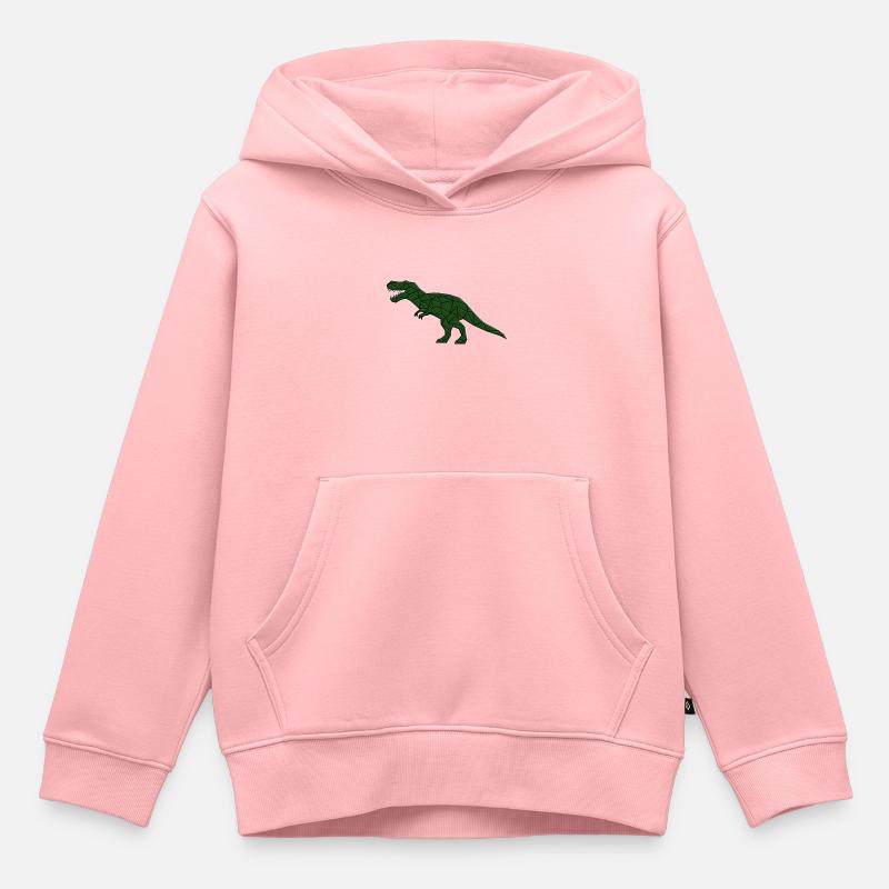 T-REX POLYGONE DINO ART LINÉAIRE GRAPHIQUE 3D - Sweat Premium à capuche enfant bio - rose