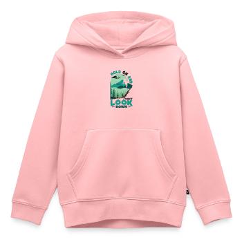 Ne regardez pas vers le bas Bloc, escalade. - Sweat Premium à capuche enfant bio - rose - Devant - AI Model Kid Female (0cm)