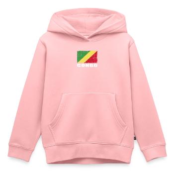 Kongo Flagge Grunge Kongo Fahne - Kinder Premium Organic Hoodie - Rosa - Vorne - AI Model Kid Female (0cm)