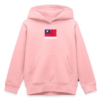 Drapeau de Taïwan Grunge Drapeau de Taïwan - Sweat Premium à capuche enfant bio - rose - Devant - AI Model Kid Female (0cm)