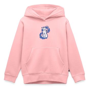 Chat blanc - Sweat Premium à capuche enfant bio - rose - Devant - AI Model Kid Female (0cm)