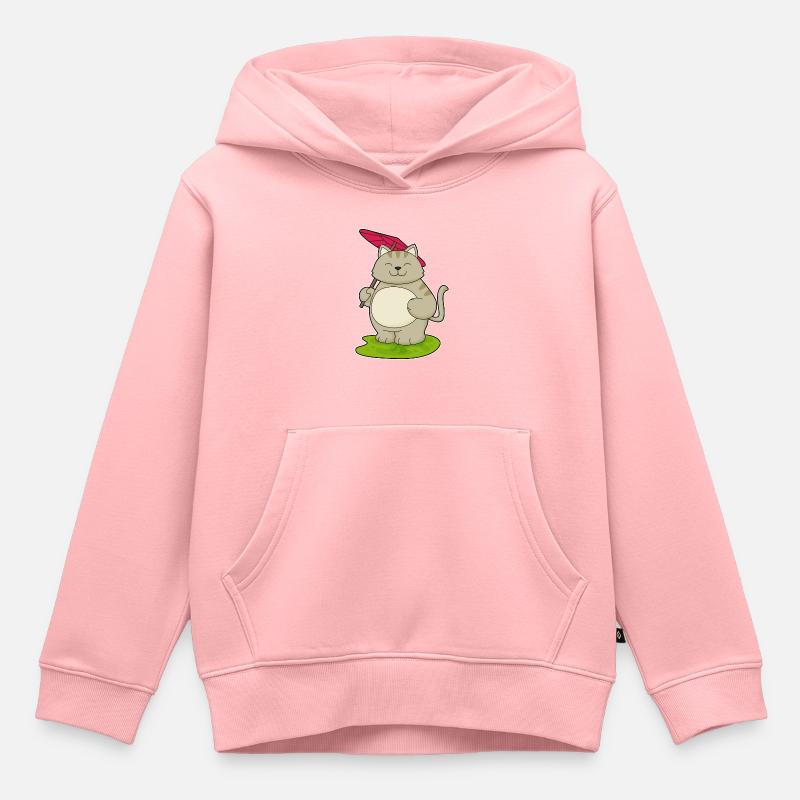 Chat avec parapluie - Sweat Premium à capuche enfant bio - rose