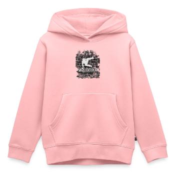 Parkour - Sweat Premium à capuche enfant bio - rose - Devant - AI Model Kid Female (0cm)