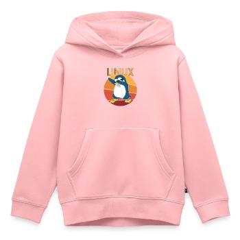 Linux Admin Cool Penguin Nerd Informatics - Sweat Premium à capuche enfant bio - rose - Devant - AI Model Kid Female (0cm)