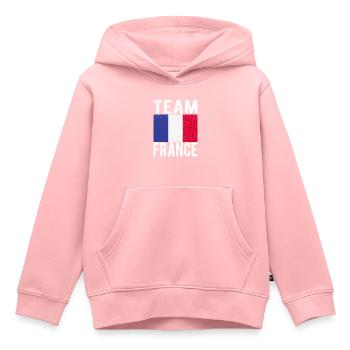 Français drapeau - Sweat Premium à capuche enfant bio - rose - Devant - AI Model Kid Female (0cm)