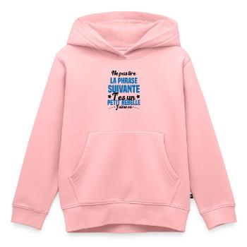 Ne pas lire la phrase suivante - Sweat Premium à capuche enfant bio - rose - Devant - AI Model Kid Female (0cm)