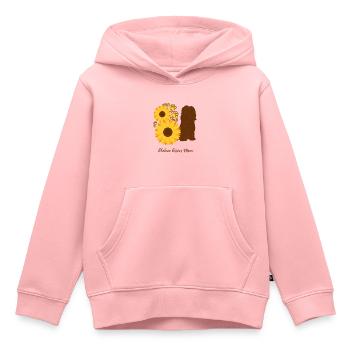 Mère Tournesol - Terrier tibétain - Sweat Premium à capuche enfant bio - rose - Devant - AI Model Kid Female (0cm)