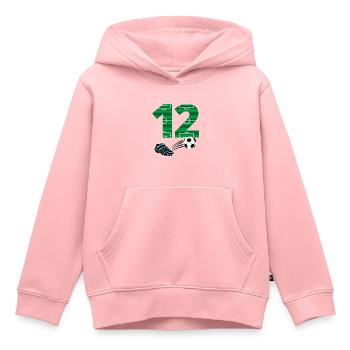 12e anniversaire de football - Sweat Premium à capuche enfant bio - rose - Devant - AI Model Kid Female (0cm)