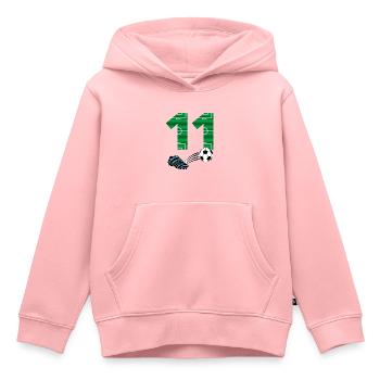 11e anniversaire de football - Sweat Premium à capuche enfant bio - rose - Devant - AI Model Kid Female (0cm)