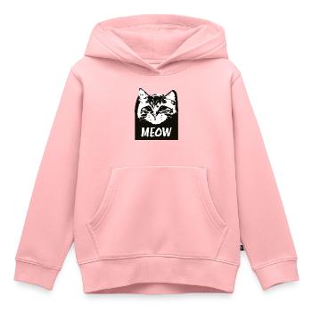 Miaou Chat - Sweat Premium à capuche enfant bio - rose - Devant - AI Model Kid Female (0cm)