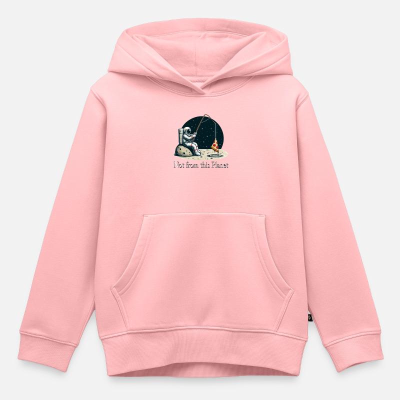 Astronaute Pizza Pêche dans l’espace - Sweat Premium à capuche enfant bio - rose