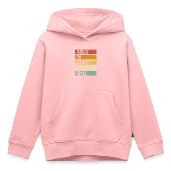Casey nom papa cadeau - Sweat Premium à capuche enfant bio - rose - Devant - AI Model Kid Female (0cm)