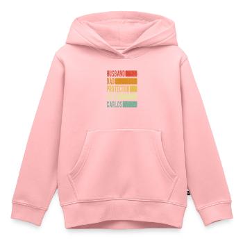 Carlos Nom papa cadeau - Sweat Premium à capuche enfant bio - rose - Devant - AI Model Kid Female (0cm)