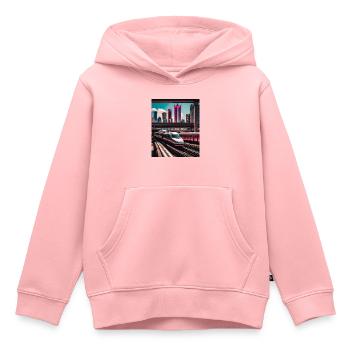 Gare de Tokyo - Sweat Premium à capuche enfant bio - rose - Devant - AI Model Kid Female (0cm)
