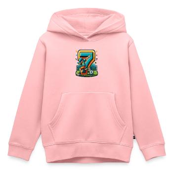 7 Jahre Alter Junge Fußball Geburtstag Shirt Idee - Kinder Premium Organic Hoodie - Rosa - Vorne - AI Model Kid Female (0cm)