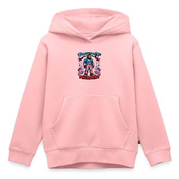 Candidat à la présidence du Bigfoot - Drapeau américain des États-Unis - Sweat Premium à capuche enfant bio - rose - Devant - AI Model Kid Female (0cm)