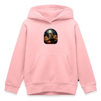 Chat de champignons au clair de lune baigné dans la lueur lunaire dans un - Sweat Premium à capuche enfant bio - rose - Devant - AI Model Kid Female (0cm)