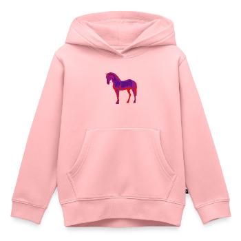 Néon cheval - Sweat Premium à capuche enfant bio - rose - Devant - AI Model Kid Female (0cm)