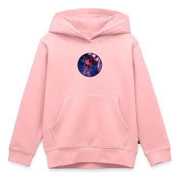 Jukebox Anime Girl Vaporwave Neon Glow Rétro - Sweat Premium à capuche enfant bio - rose - Devant - AI Model Kid Female (0cm)
